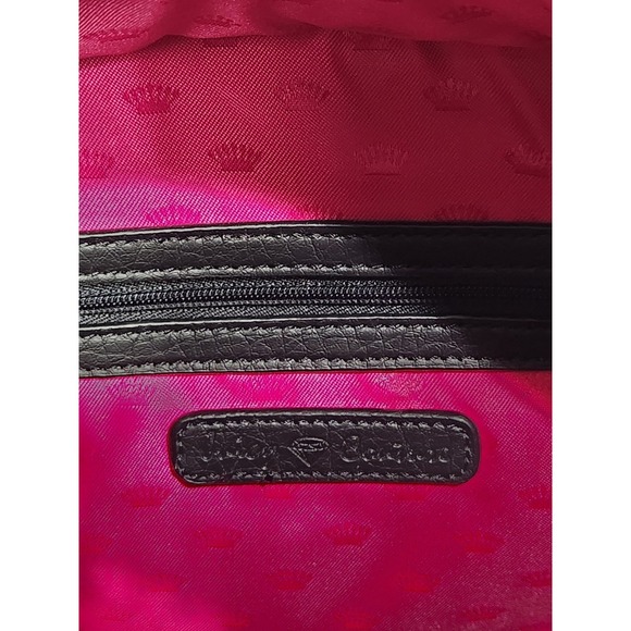 Y2K Juicy Couture Black Quilted Velvet Purse Leather Trim Gold Stud Heart - Picture 9 of 9